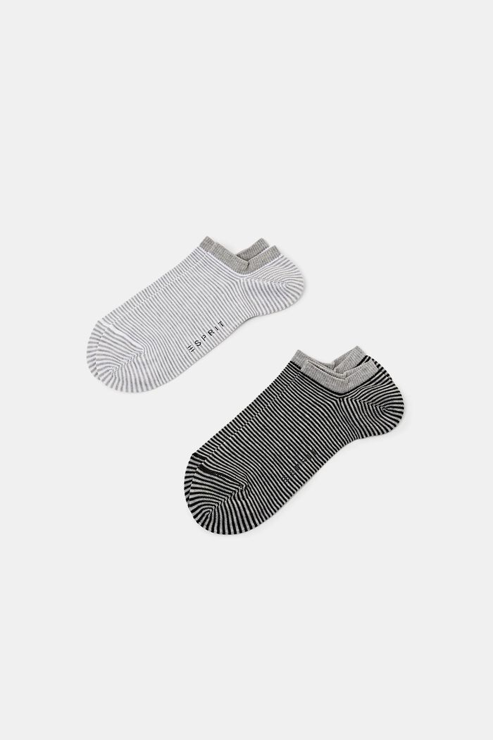 Pack de 2 pares de calcetines tobilleros a rayas, WHITE/GREY, detail image number 0
