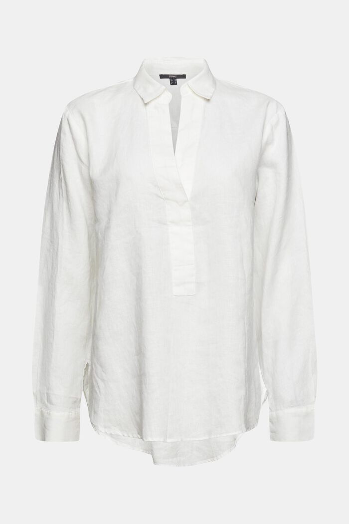 Blusa de 100% lino, WHITE, overview
