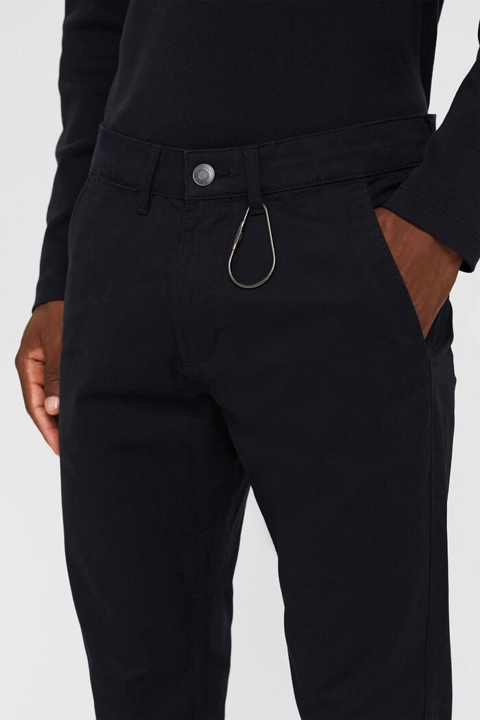 Pantalones chinos de algodón ecológico elástico, BLACK, detail image number 2