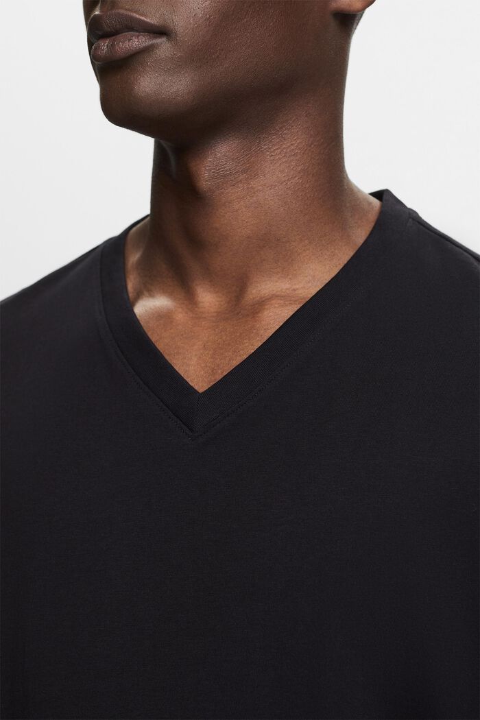 Camiseta en algodón ecológico y cuello enpico, BLACK, detail image number 3