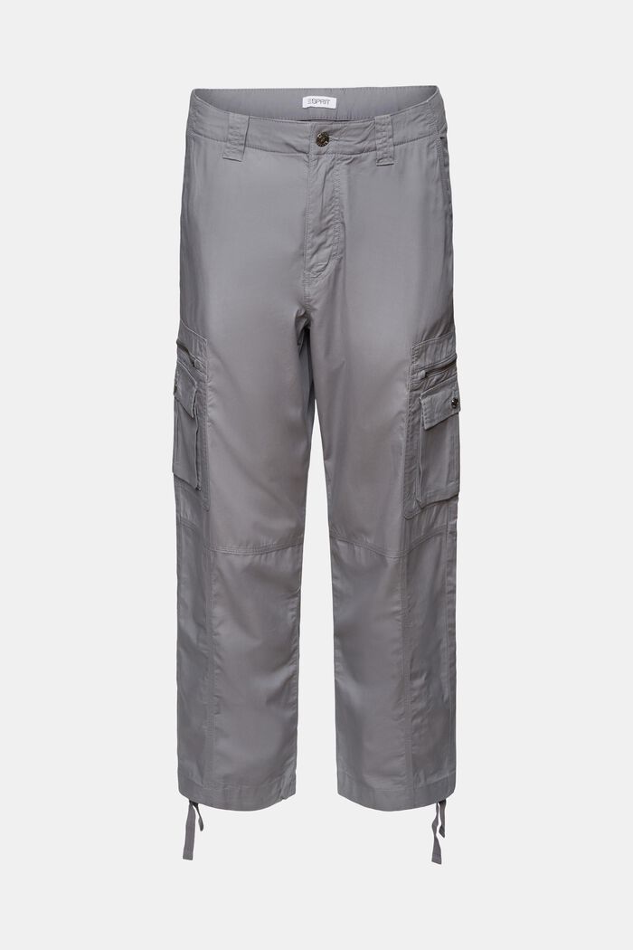 Pantalón cargo de sarga con corte Straight, MEDIUM GREY, detail image number 6