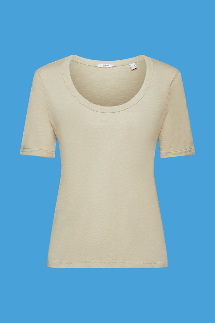 Camiseta de algodón con escote en U, DUSTY GREEN, detail image number 5