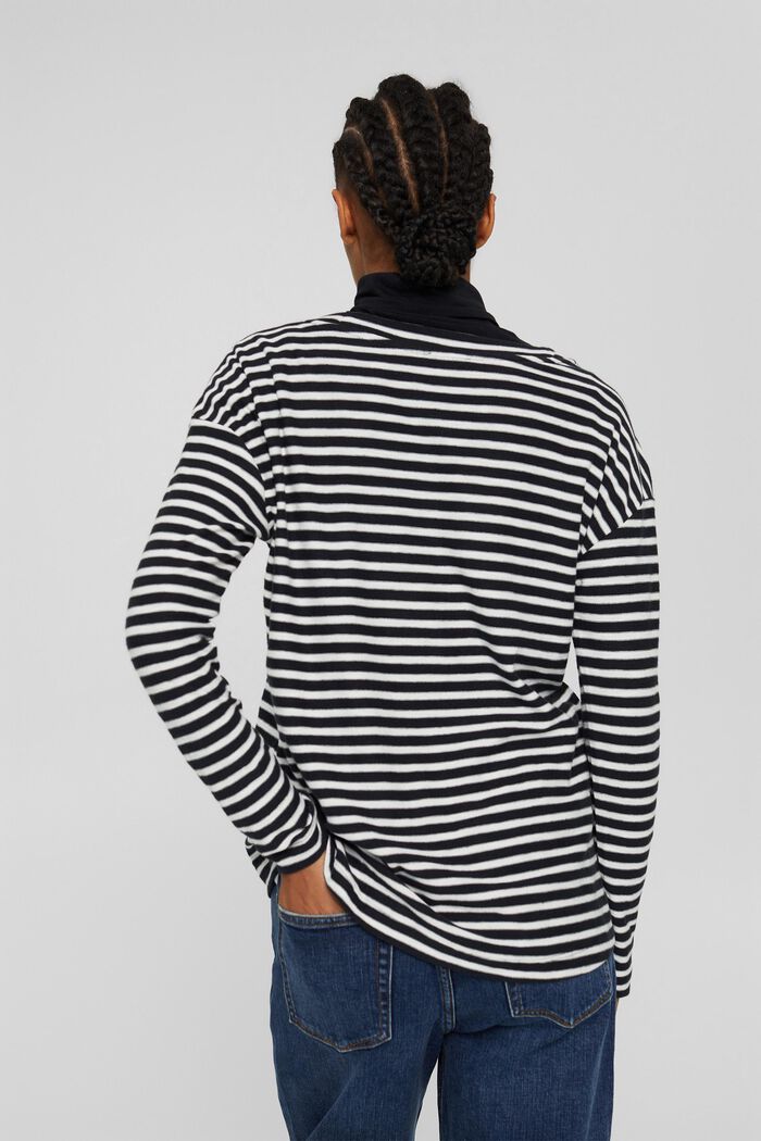 Camiseta de manga larga con diseño a rayas en 100 % algodón ecológico, BLACK, detail image number 3