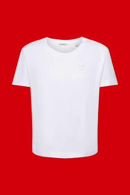 Camiseta de algodón con estampado de logotipo, WHITE, overview