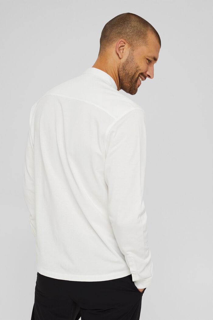 Camiseta de manga larga de piqué, algodón ecológico mercerizado, OFF WHITE, detail image number 3