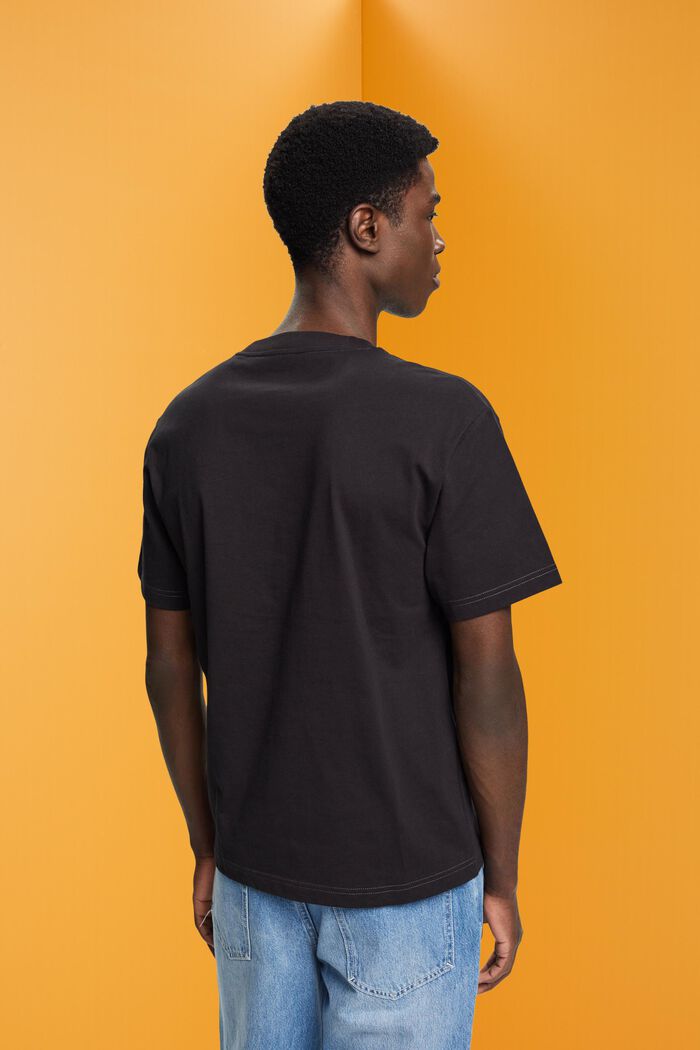 Camiseta de algodón con estampado de delfín, BLACK, detail image number 3