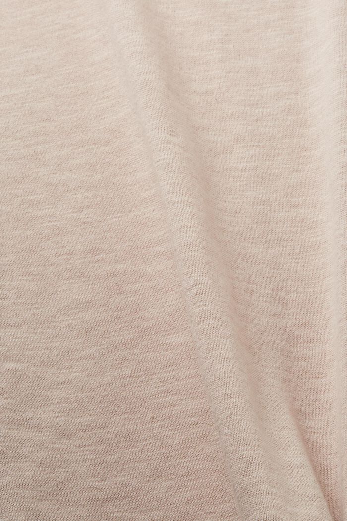 Jersey de mezcla de algodón y lino con cuello redondo, LIGHT BEIGE, detail image number 4