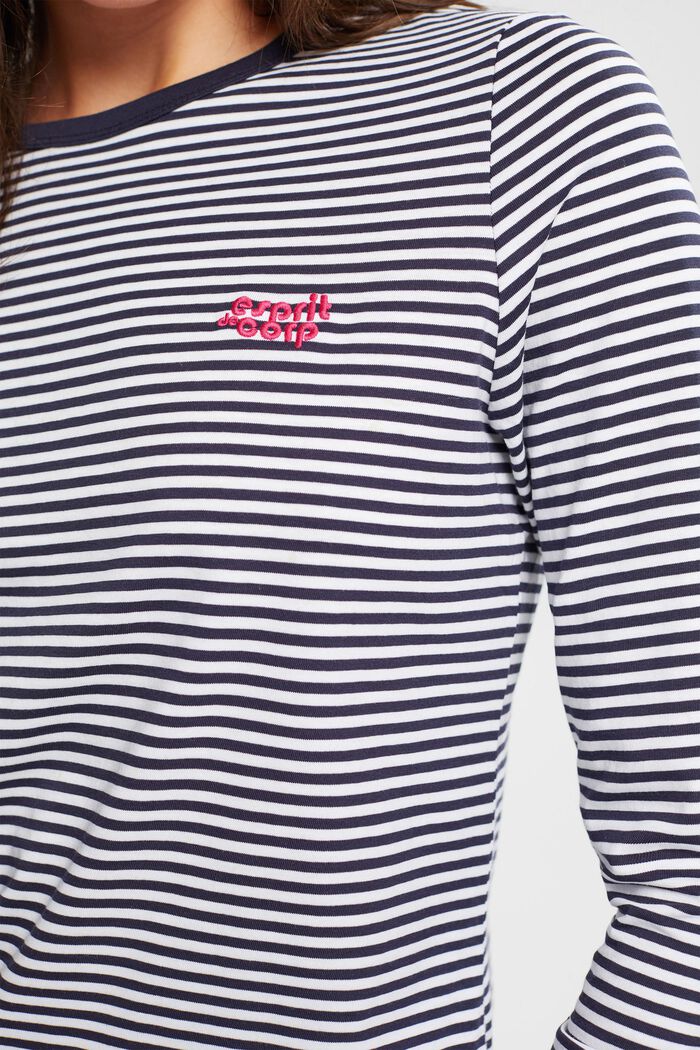 Camiseta de manga larga y rayas, NAVY, detail image number 2