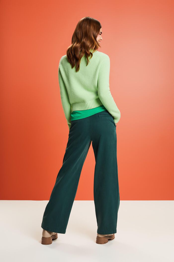 Pantalones chinos de corte ancho y tiro alto, EMERALD GREEN, detail image number 3