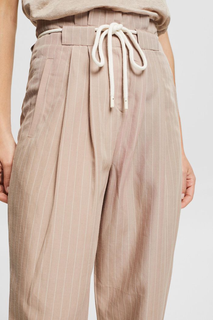 Con lino: pantalón con cintura paper bag, LIGHT TAUPE, detail image number 2