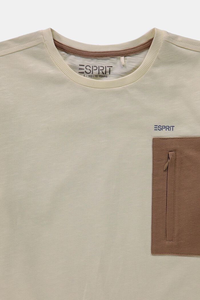 Camiseta de manga larga con bolsillo de cremallera, CREAM BEIGE, detail image number 2