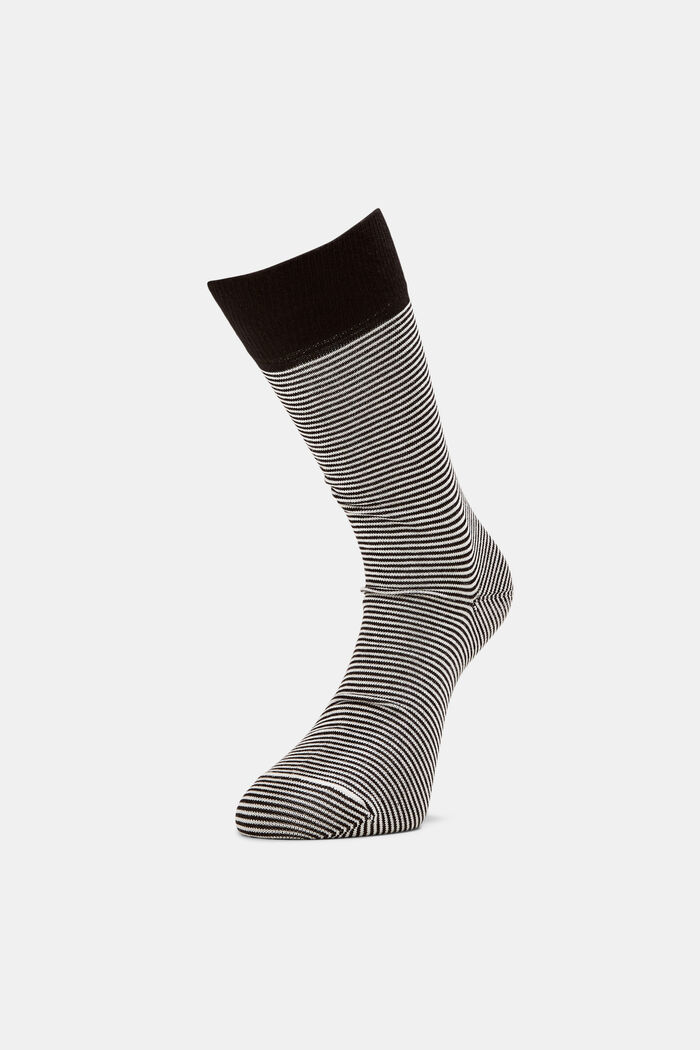 Pack de 2 pares de calcetines a rayas, algodón ecológico, BLACK, detail image number 0