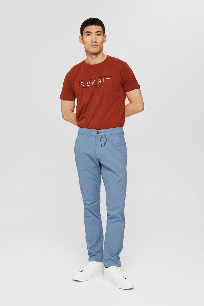 Pantalones chinos ajustados en algodón ecológico, BLUE, detail image number 6