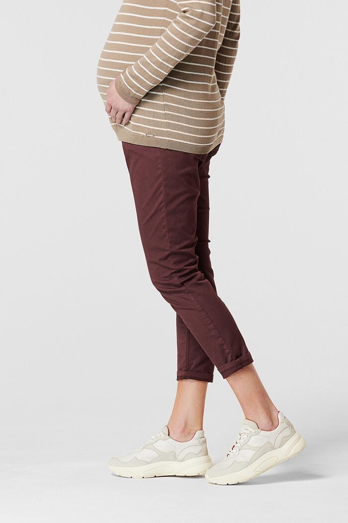 Pantalones elásticos de largo 7/8 con faja premamá, COFFEE, detail image number 3