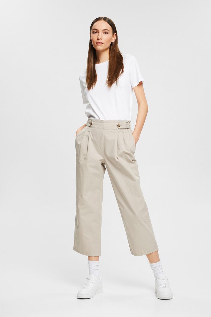Pantalón tobillero con cintura elástica, 100% algodón, LIGHT TAUPE, detail image number 7