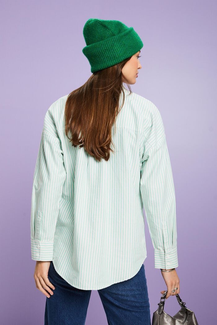 Camisa oversize de algodón a rayas, GREEN, detail image number 2