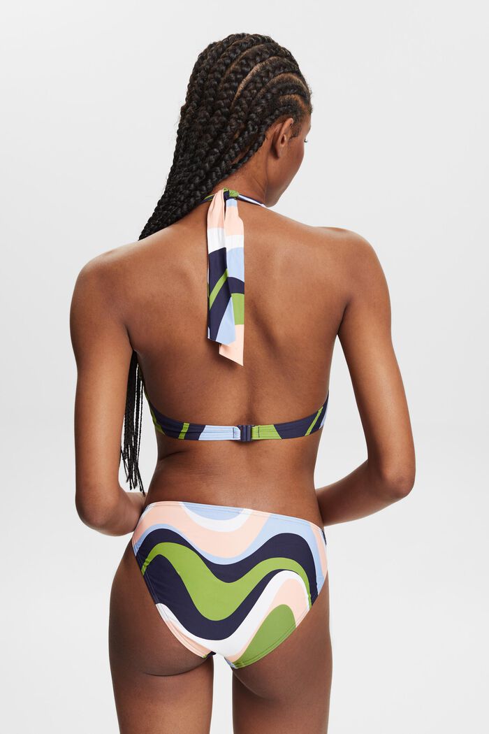 Top de bikini estampado con tirantes al cuello, NAVY COLORWAY, detail image number 3