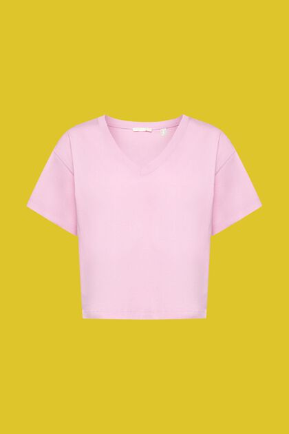Camiseta de algodón con el cuello en pico
