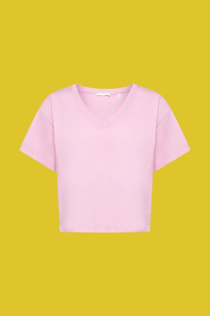 Camiseta de algodón con el cuello en pico, LILAC, detail image number 5