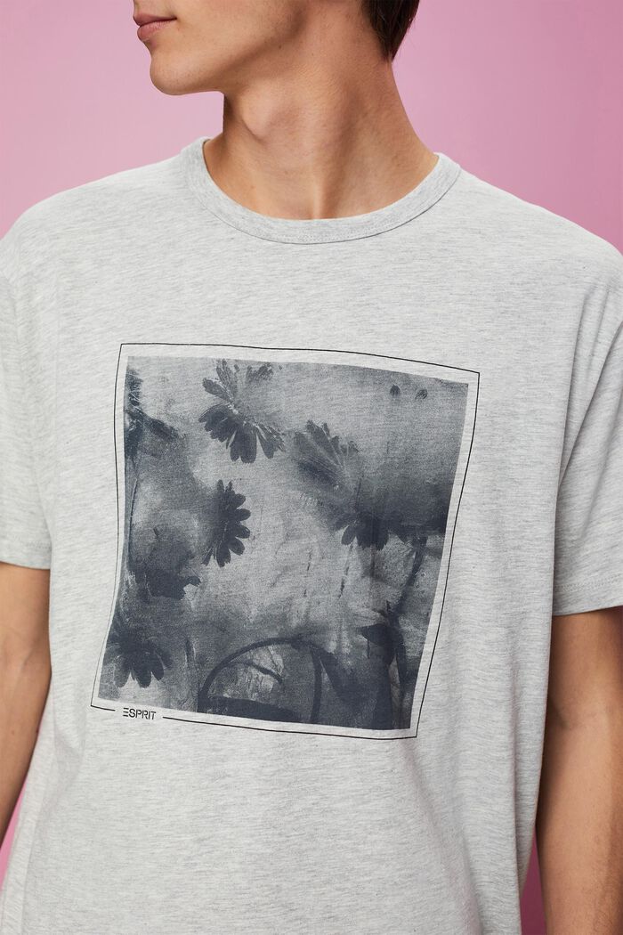 Camiseta en mezcla de algodón y viscosa con estampado, LIGHT GREY, detail image number 2