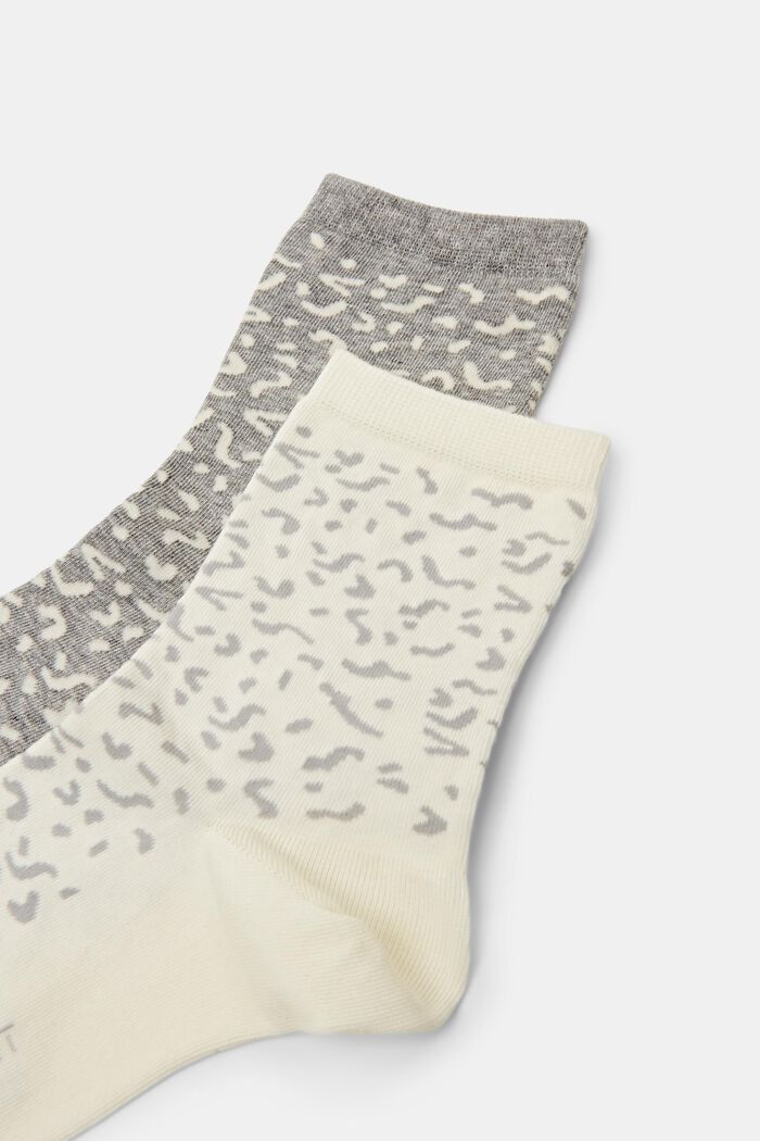 Pack: 2 pares de calcetines de algodón estampados, CREME/GREY, detail image number 2