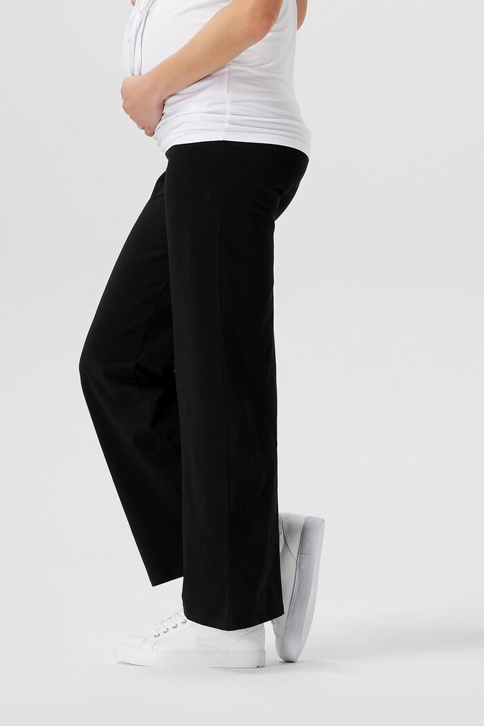 Pantalones de punto por encima de la barriga, algodón ecológico, BLACK, detail image number 2
