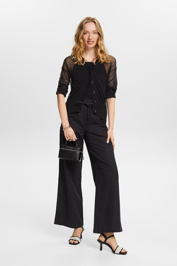 Pantalones de algodón y lino, BLACK, detail image number 5