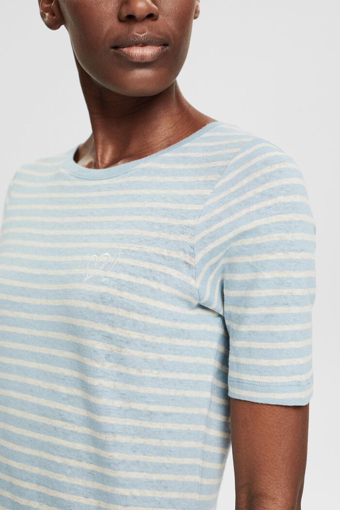 Con lino: camiseta con diseño bordado, LIGHT BLUE, detail image number 2