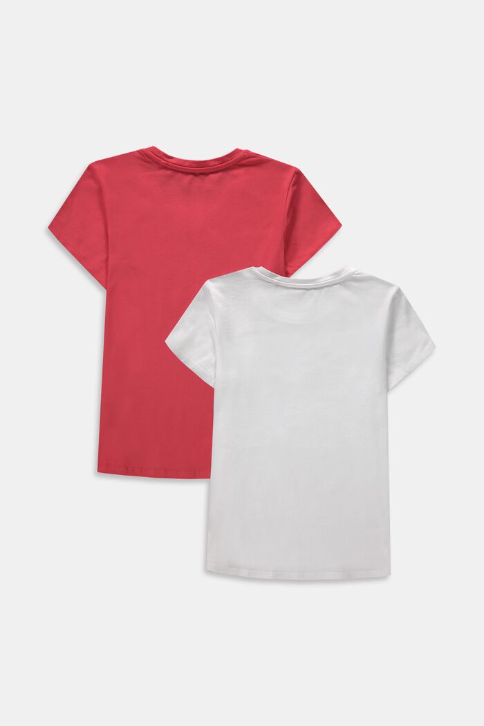 Pack de dos camisetas con logotipo estampado, ORANGE RED, detail image number 1