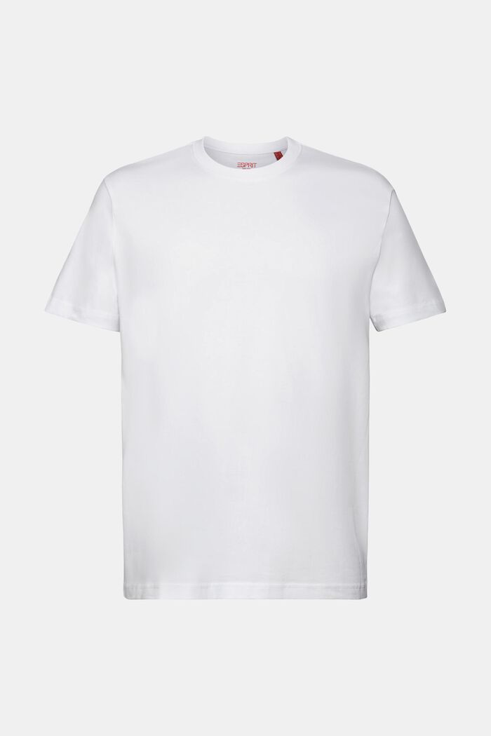 Camiseta de cuello redondo en tejido jersey de algodón Pima, WHITE, detail image number 6