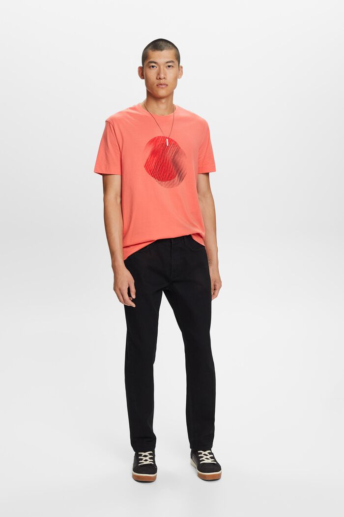 Camiseta con estampado frontal, 100% algodón, CORAL RED, detail image number 0