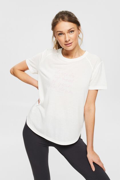 Camiseta deportiva con estampado, LENZING™ ECOVERO™, OFF WHITE, overview