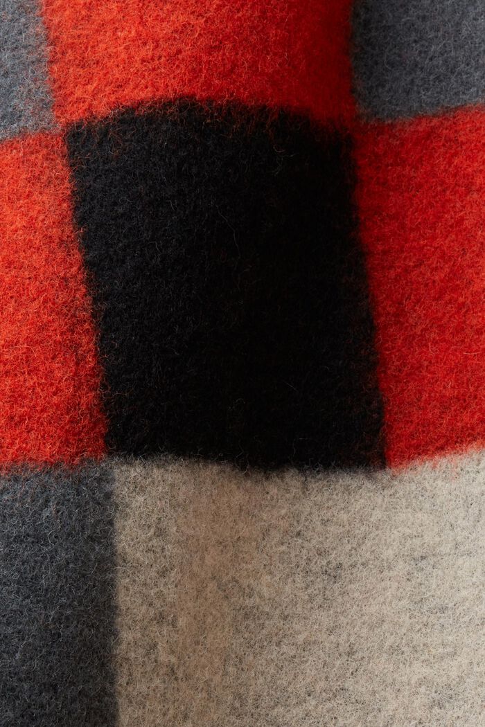Abrigo en mezcla de lana con estampado de bloques de color, RED, detail image number 4