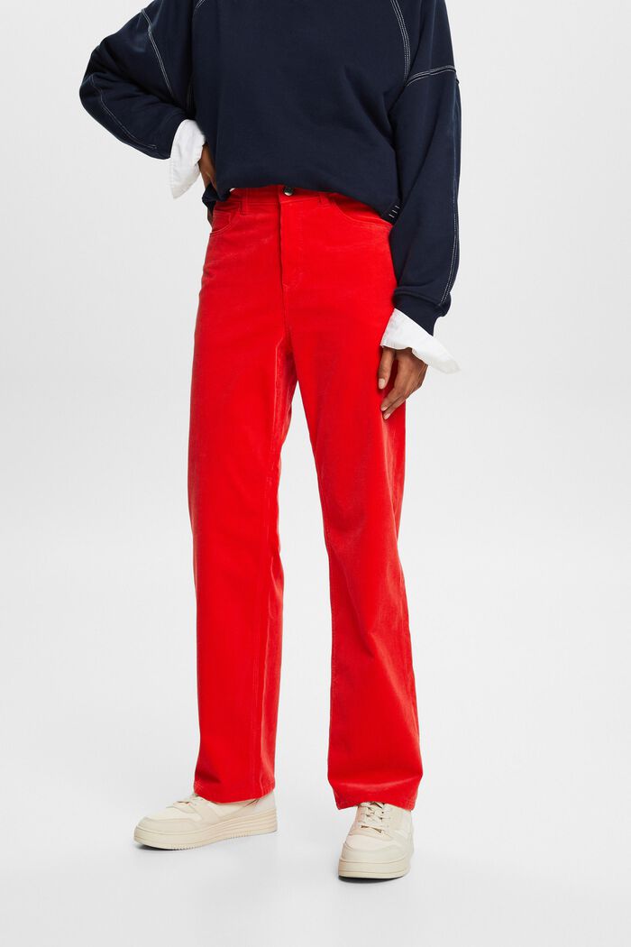 Pantalón de pana de tiro alto y corte recto, RED, detail image number 0