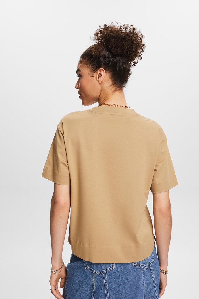 Camiseta de algodón pima con cuello redondo, BEIGE, detail image number 2