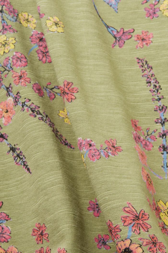 Camiseta de algodón con estampado floral, PISTACHIO GREEN, detail image number 5