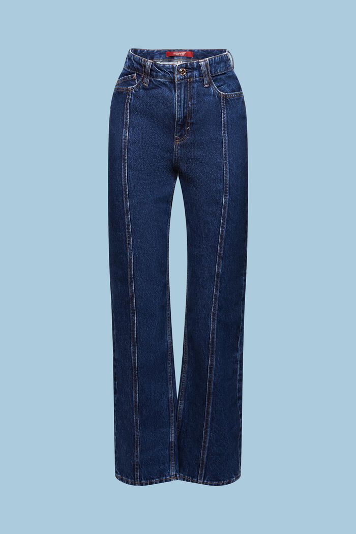 Jeans high-rise straight fit, BLUE DARK WASHED, detail image number 5