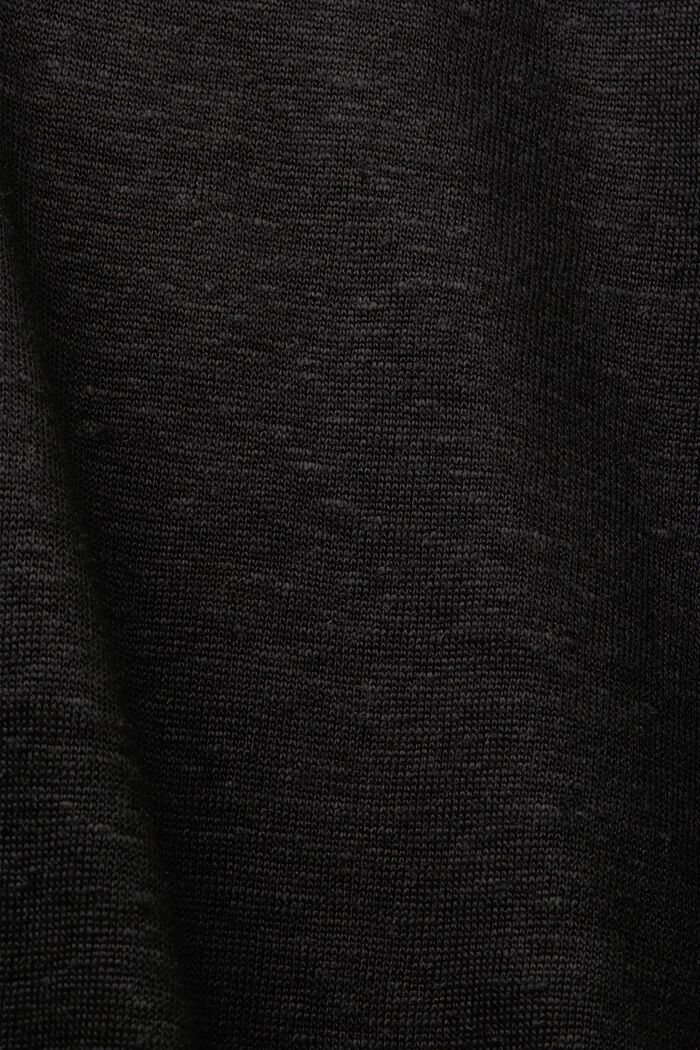 Camiseta con cuello estilo polo, en 100% lino, BLACK, detail image number 5
