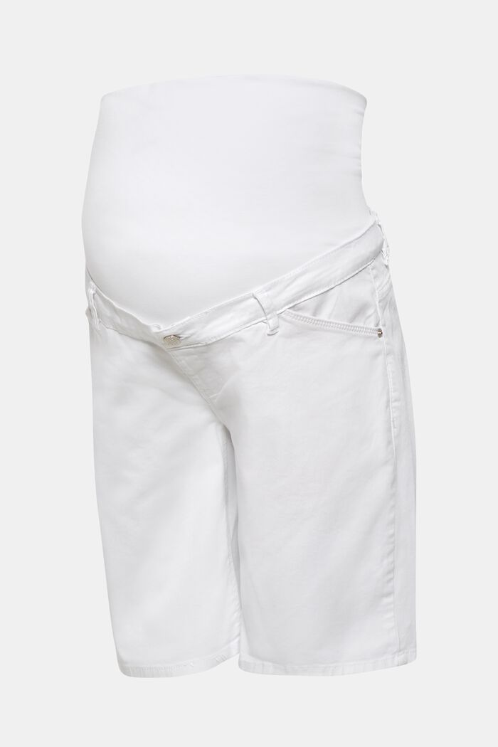 Pantalones chinos cortos con faja premamá, WHITE, overview