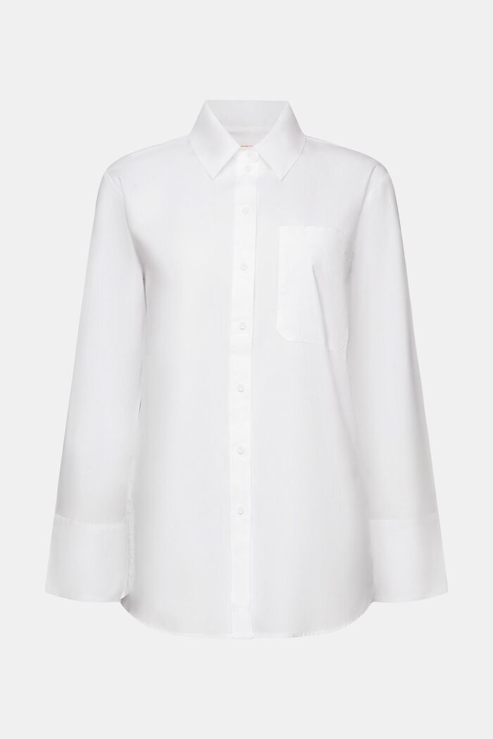 Blusa camisera con corte holgado, 100% algodón, WHITE, detail image number 6