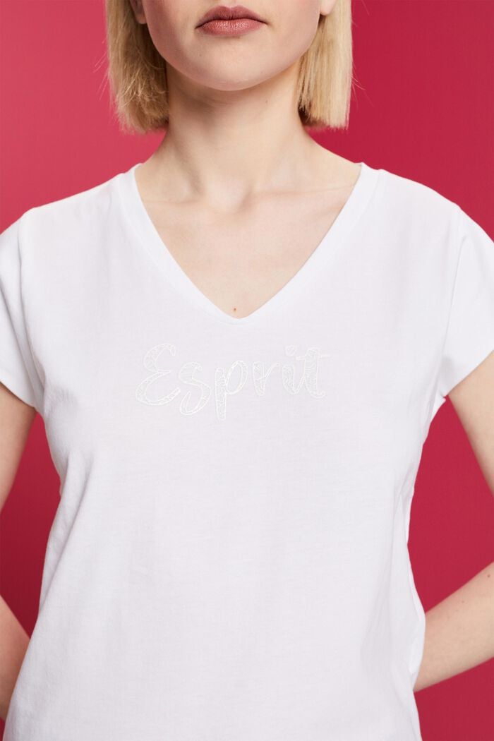 Camiseta con estampado a tono, 100 % algodón, WHITE, detail image number 2