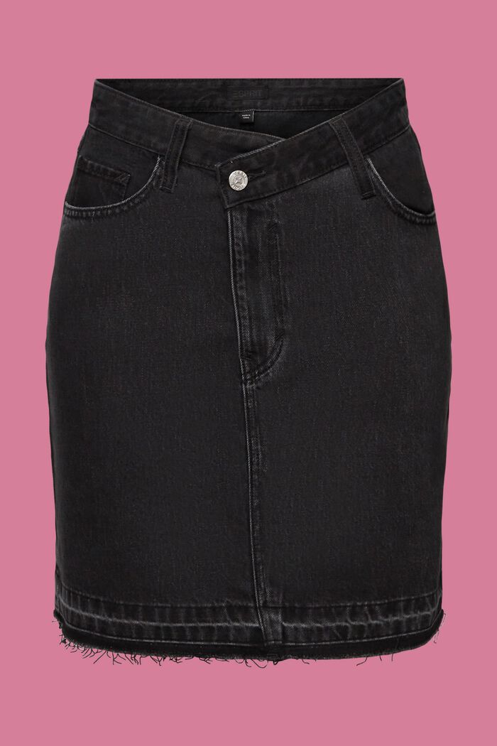 Minifalda vaquera con cintura asimétrica, BLACK MEDIUM WASHED, detail image number 8