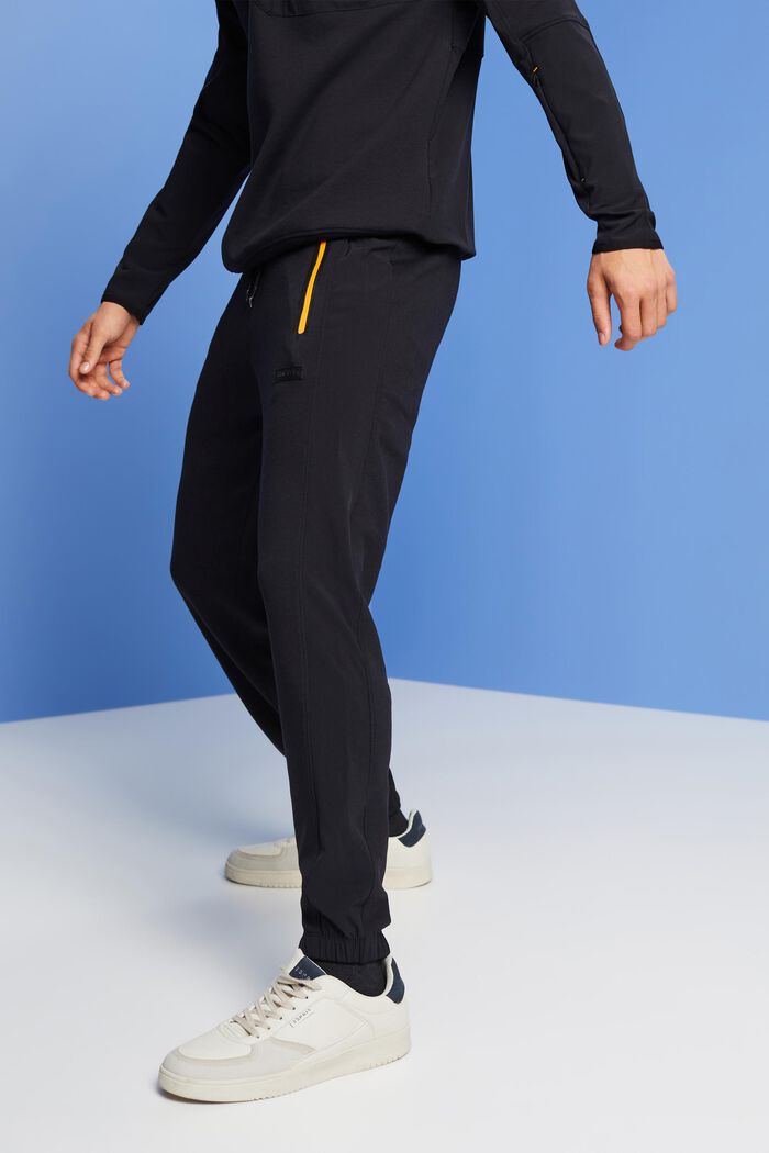 Pantalón deportivo con cremallera en contraste, BLACK, detail image number 0