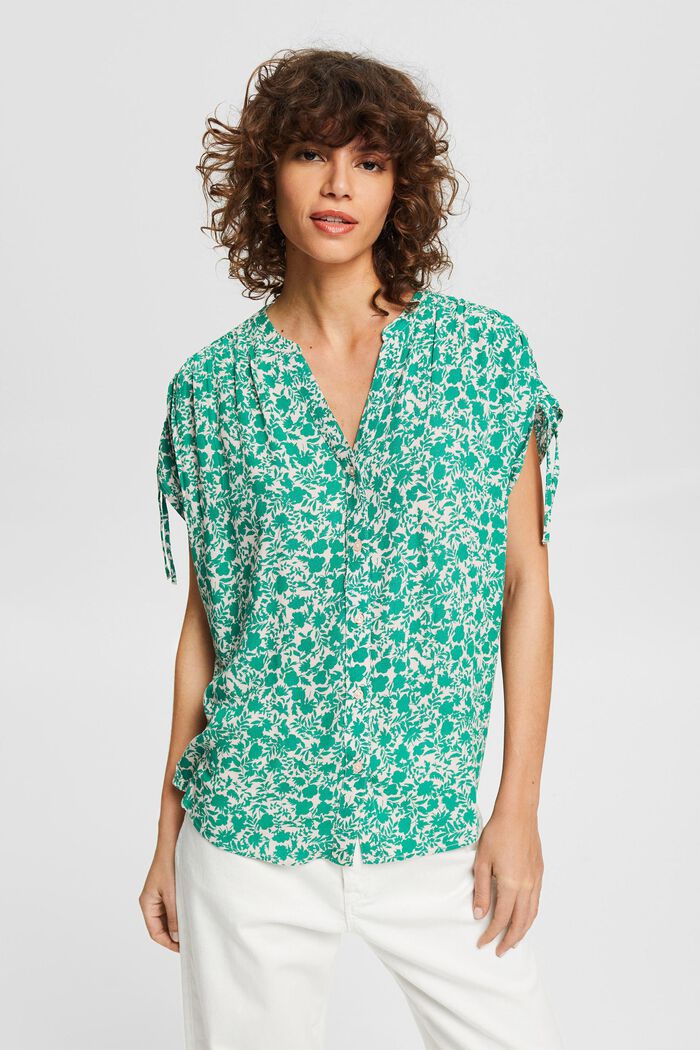 Blusa con estampado floral, LENZING™ ECOVERO™, NUDE, detail image number 0