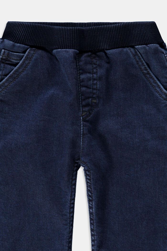 Vaqueros con cintura de canalé en algodón, BLUE DARK WASHED, detail image number 2