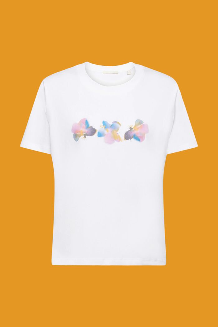 Camiseta de algodón con estampado floral, WHITE, detail image number 5