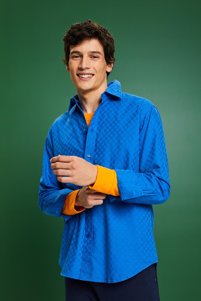 Camisa de algodón jacquard, BRIGHT BLUE, detail image number 0