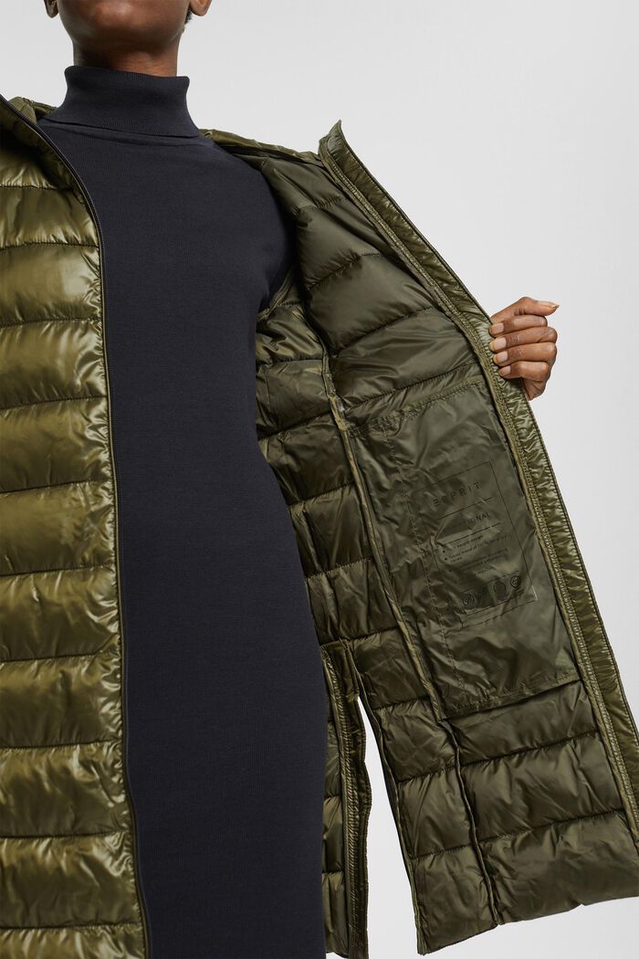 Abrigo acolchado con capucha ajustable extraíble, DARK KHAKI, detail image number 3