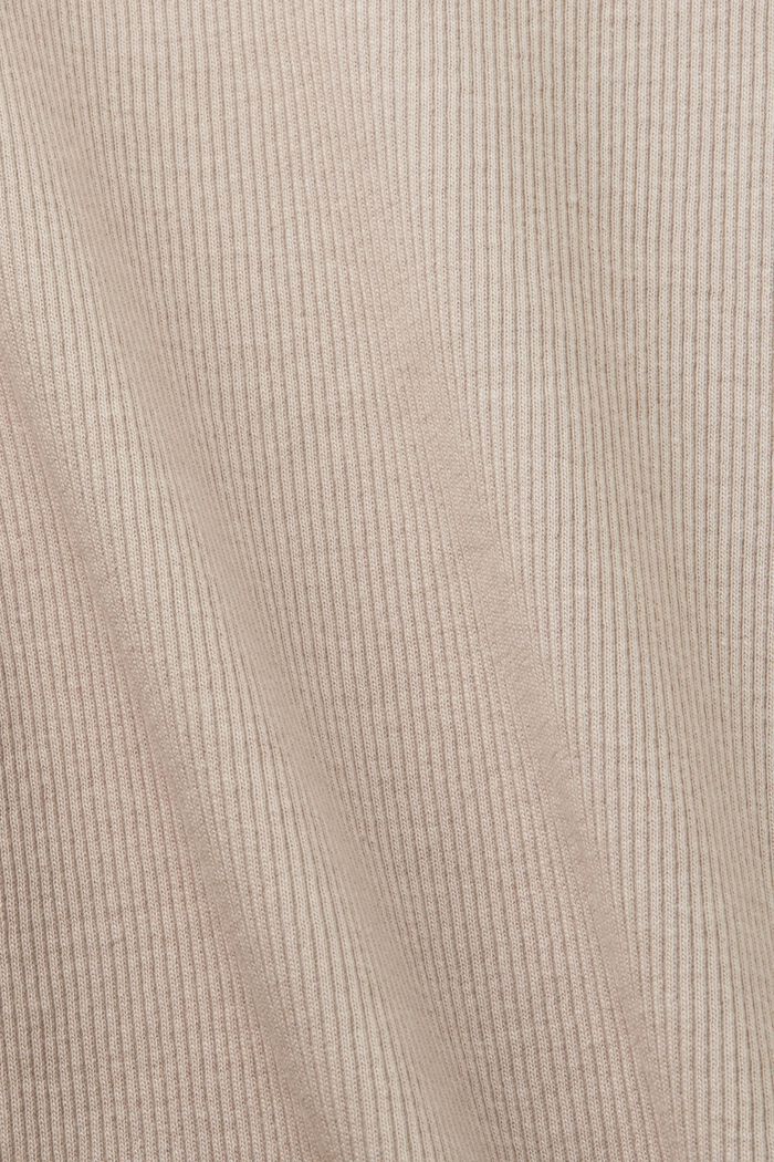 Camiseta de cuello ceñido en jersey de algodón, LIGHT TAUPE, detail image number 5