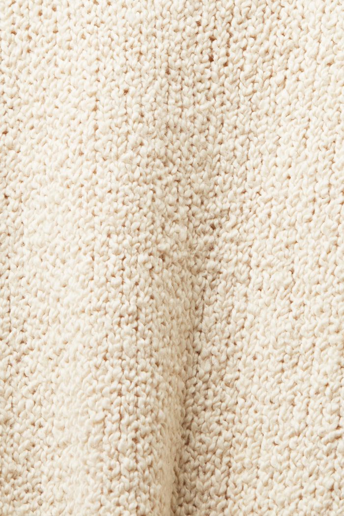 Jersey de hilo rizado con cuello en pico, CREAM BEIGE, detail image number 4